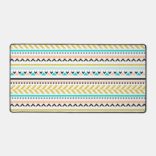 Trendy Geometric Aztec Inspired Pattern Desk Mat (Front)