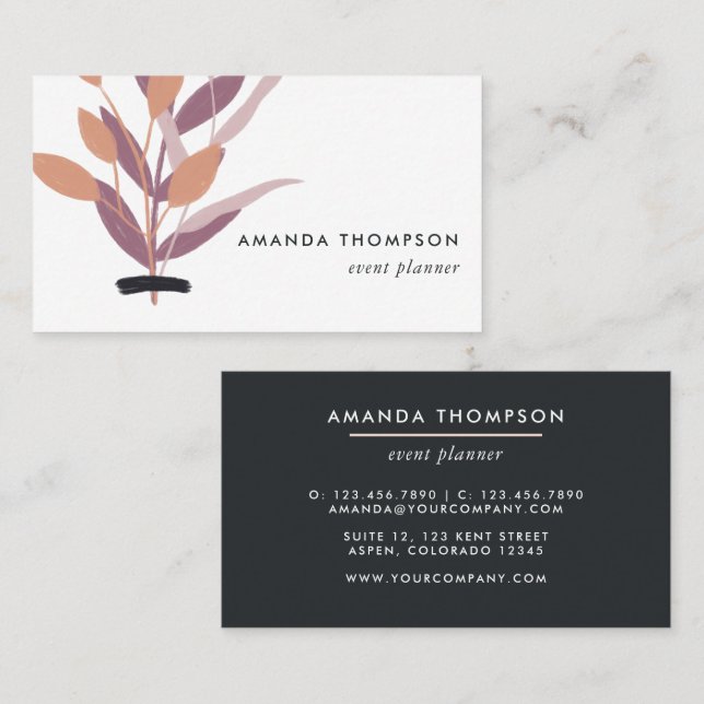 Trendy Geometric Brush Strokes Business Card (Front/Back)