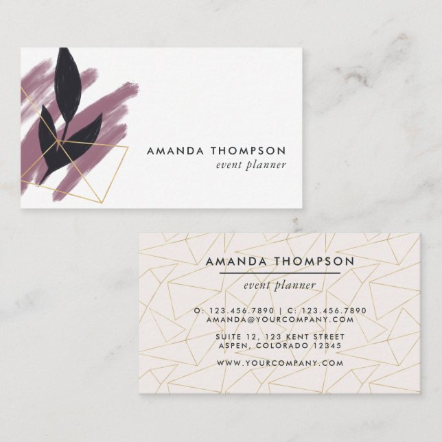 Trendy Geometric Brush Strokes Collage Business Ca Card (Front/Back)