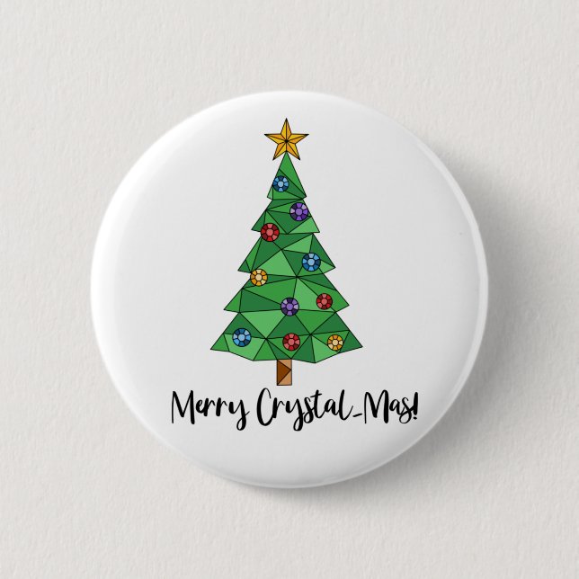 Trendy Geometric Colourful Tree Merry Christmas 2 Inch Round Button (Front)