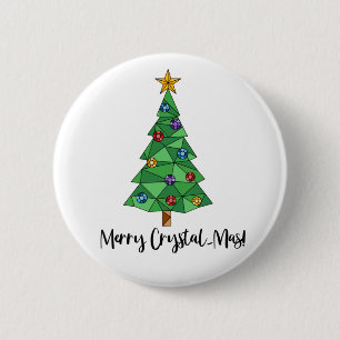 Trendy Geometric Colourful Tree Merry Christmas 2 Inch Round Button