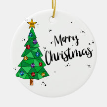 Trendy Geometric Colourful Tree Merry Christmas