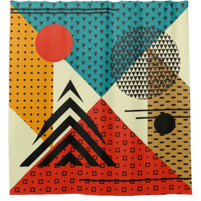 Trendy geometric elements. Retro style texture, pa (Front)