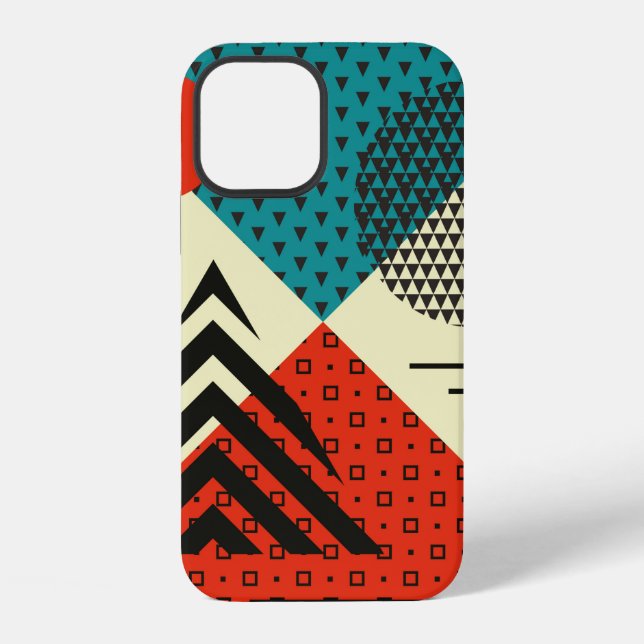Trendy geometric elements. Retro style texture, pa iPhone Case (Back)