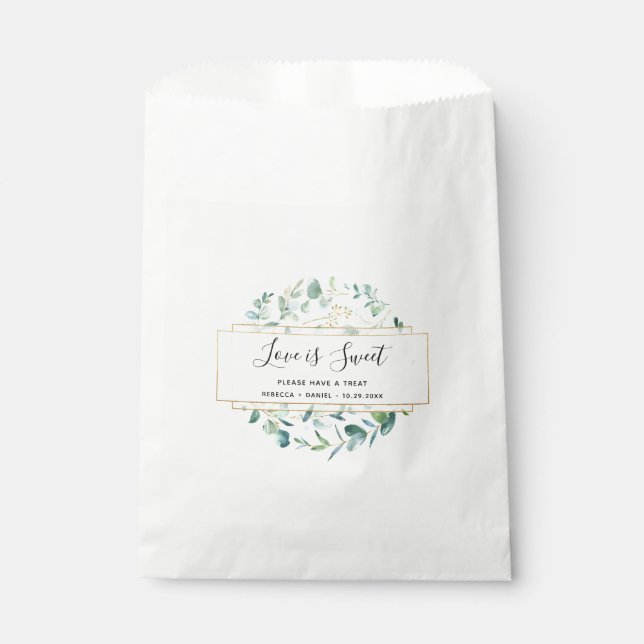 Trendy Geometric Eucalyptus Greenery Favour Bag (Front)