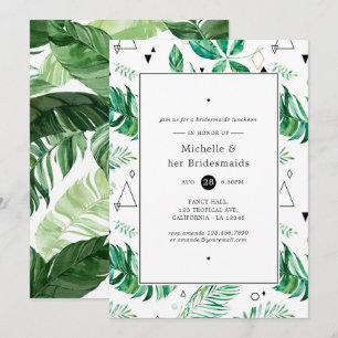 Trendy Geometric Forest Bridesmaids Luncheon Invitation