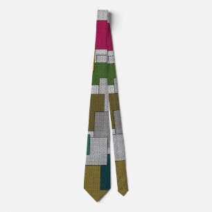 Trendy Geometric Grey Green Pink Design Tie