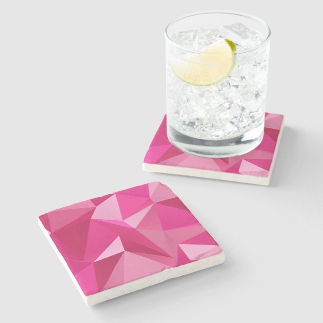 Trendy Geometric Halftone Print Stone Coaster (Side)