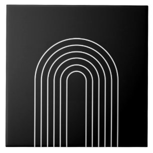 Trendy geometric lines stylish black and white tile
