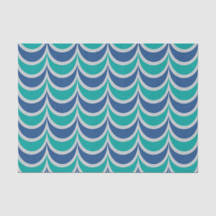 Trendy Geometric Pattern Blue Green Wavy Stripes Tissue Paper
