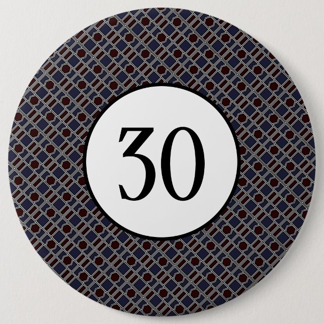Trendy Geometric Pattern, Modern Birthday Party 6 Inch Round Button (Front)