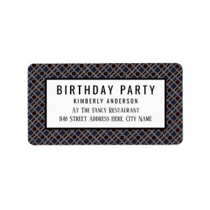 Trendy Geometric Pattern, Modern Birthday Party Label