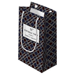 Trendy Geometric Pattern, Modern Birthday Party Small Gift Bag