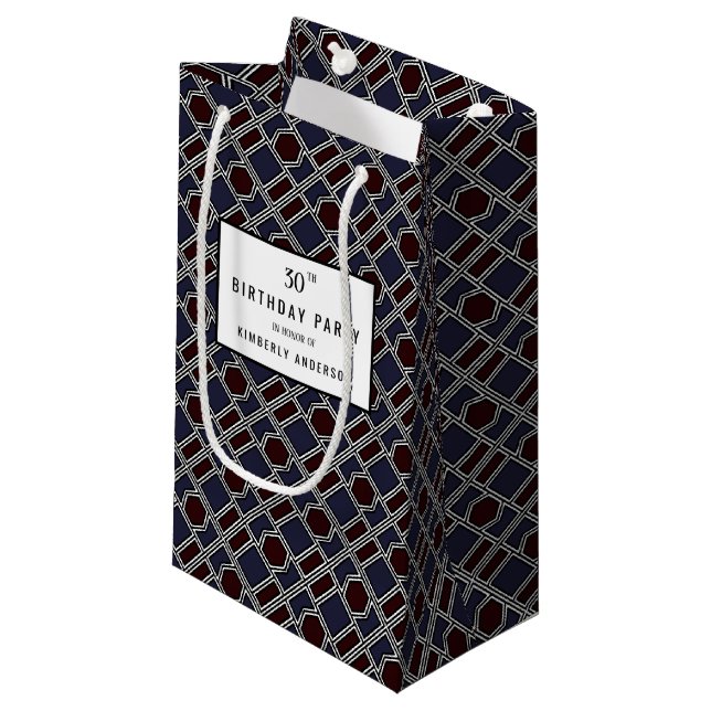 Trendy Geometric Pattern, Modern Birthday Party Small Gift Bag (Front Angled)