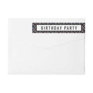 Trendy Geometric Pattern, Modern Birthday Party Wrap Around Label