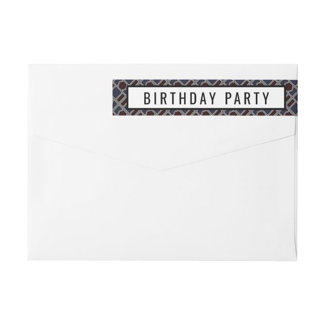 Trendy Geometric Pattern, Modern Birthday Party Wrap Around Label (Back)