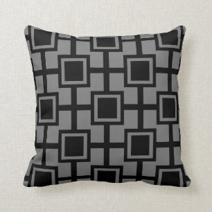Trendy Geometric Squares Grid   grey Throw Pillow