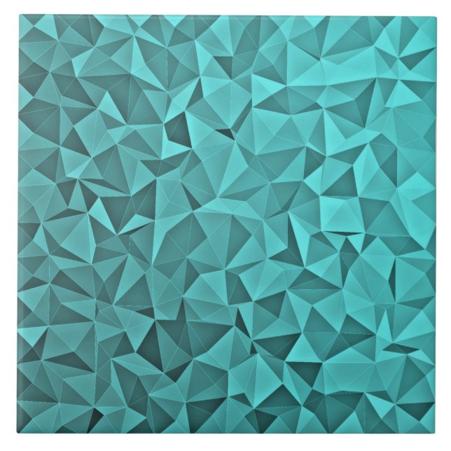 Trendy Geometric Triangle Mosaic Turquoise Tile (Front)