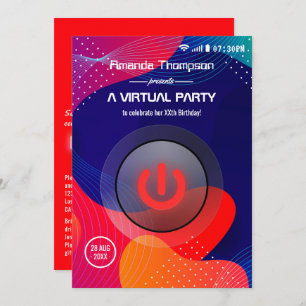 Trendy Geometric Virtual Birthday Party Invitation
