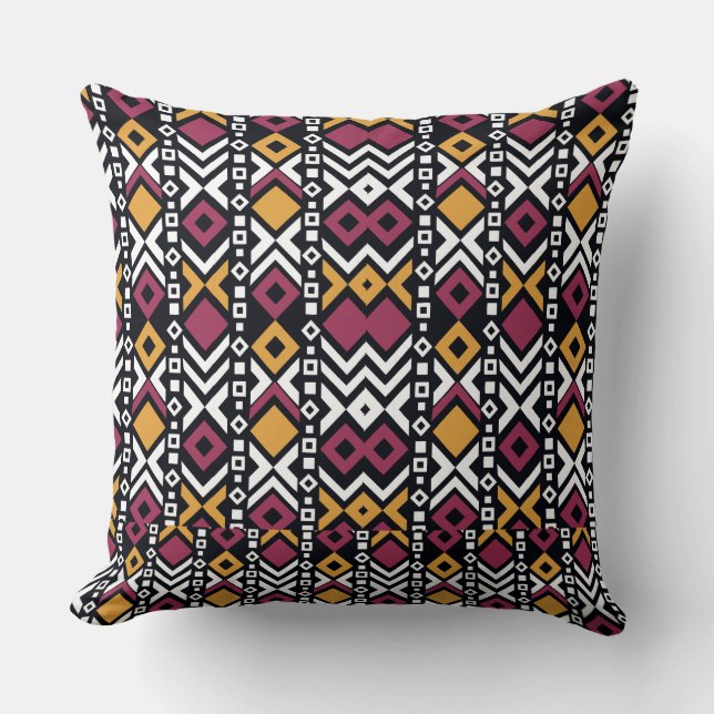 Trendy geometrical colourful blocks throw pillow (Front)