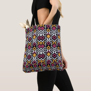 Trendy geometrical colourful blocks tote bag