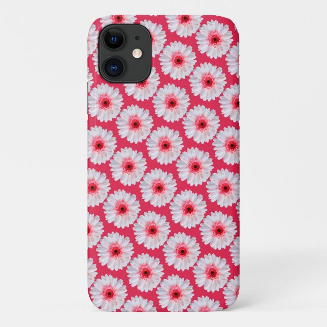 Trendy Gerbera Daisy Pattern on Pink Case-Mate iPhone Case (Back)