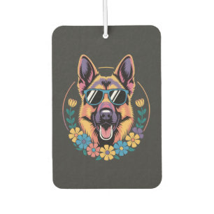 Trendy German Shepherd in Floral Style Air Freshener