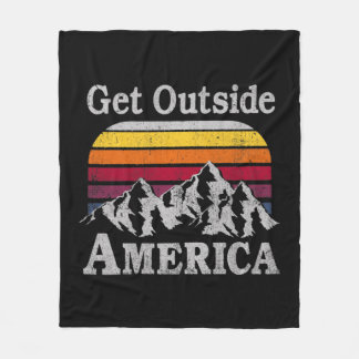 Trendy Get Outside America Mountain Climbing Hikin Fleece Blanket