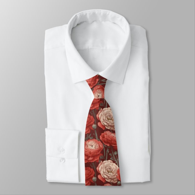 Trendy Gifts For Father Ranunculus Floral Tie (Tied)