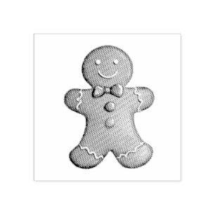 Trendy Gingerbread Man Christmas  Rubber Stamp
