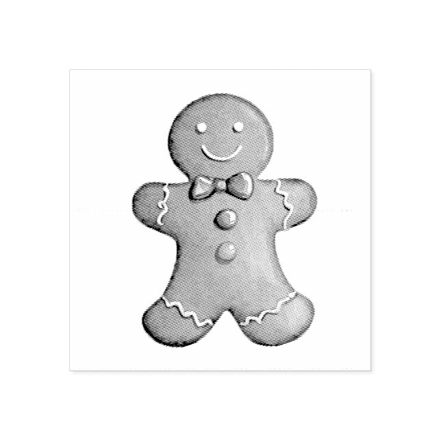 Trendy Gingerbread Man Christmas  Rubber Stamp (Imprint)