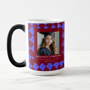 Trendy Gingham Pattern Grandson Graduation Magic Mug