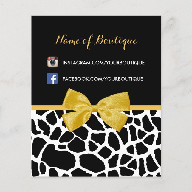 Trendy Giraffe Print Yellow Bow Fashion Boutique Flyer (Front)