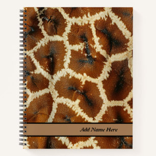Trendy Giraffe Skin Brown Customizable Name  Notebook