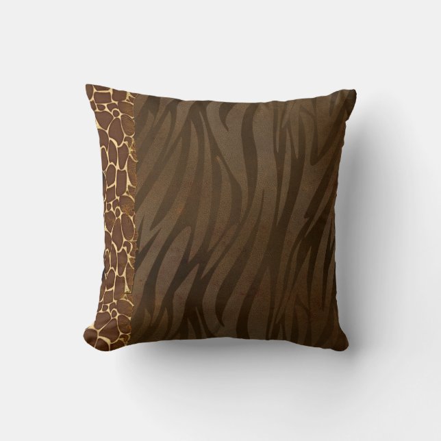 Trendy Giraffe & Zebra Print Pattern Pillow (Front)