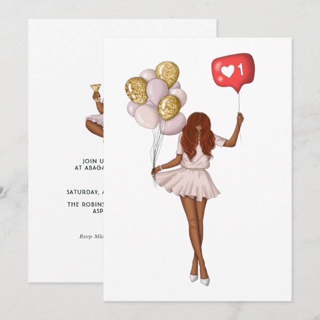 Trendy Girl Birthday Invitation (Front/Back)