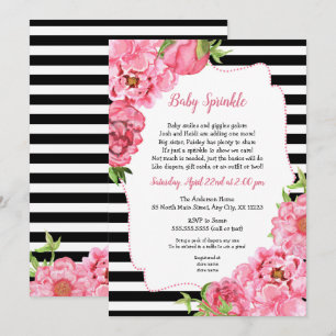 Trendy Girl Pink Floral Baby Sprinkle Invitations