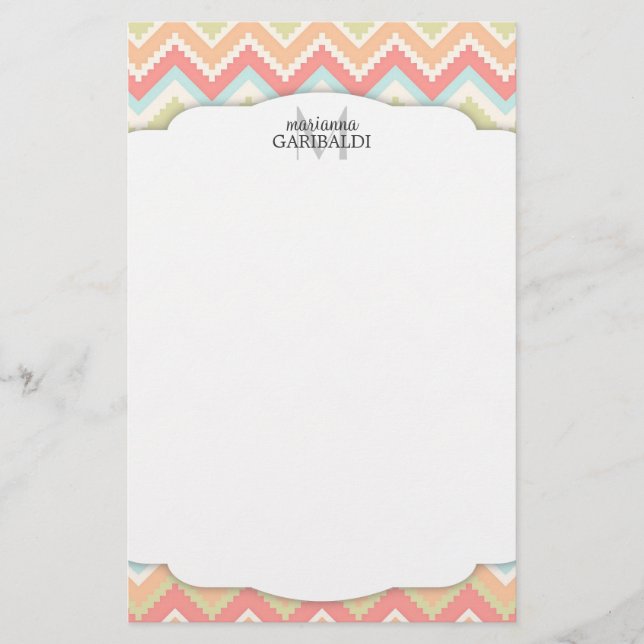 Trendy Girly Aztec Print  Personalized Stationery (Front)