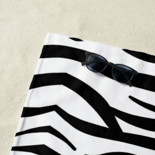 trendy girly chic black and white zebra stripes beach towel
