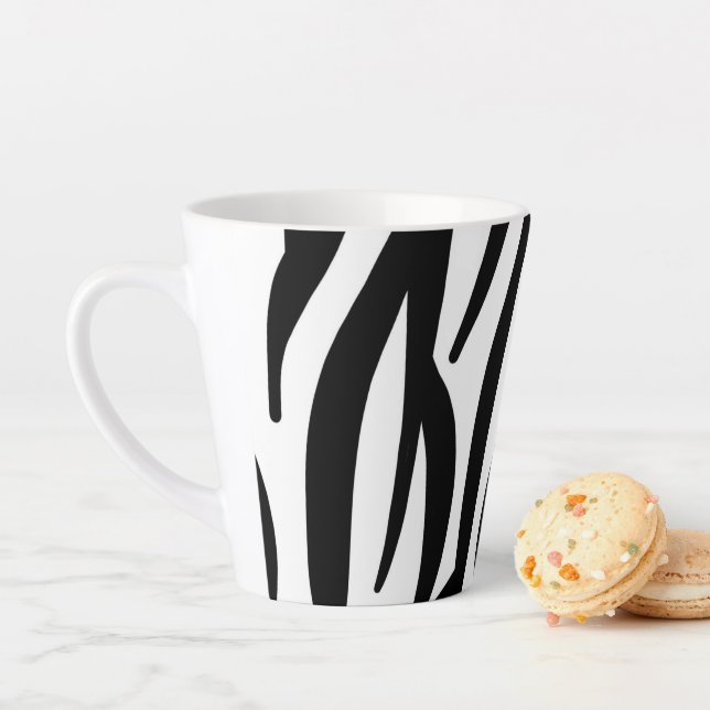 trendy girly chic black and white zebra stripes latte mug (In Situ)