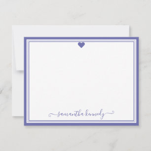 Trendy Girly Chic Periwinkle Heart Custom Name    Card