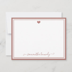Trendy Girly Chic Rose Gold Heart Custom Name  Card
