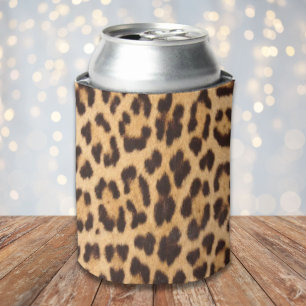 trendy girly chic wild safari leopard print can cooler