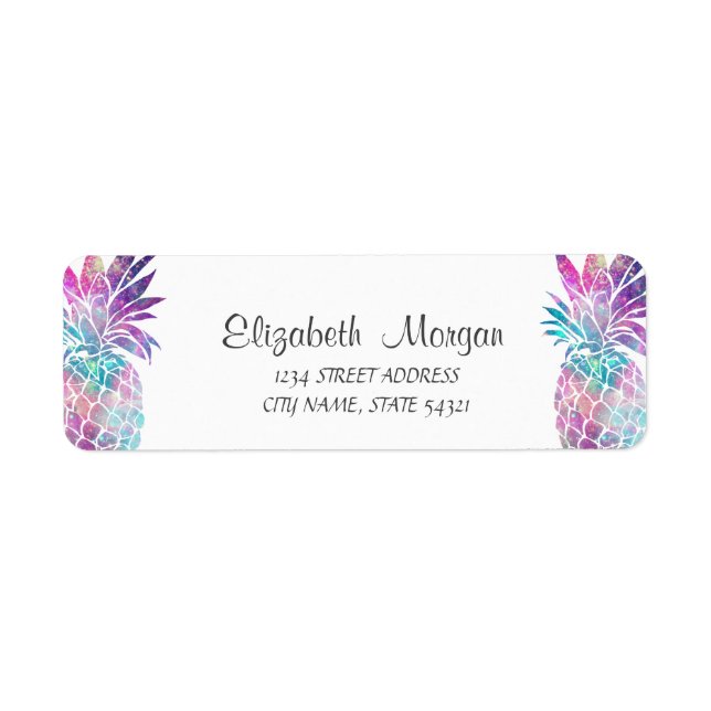 Trendy Girly Colourful  Pineapples  Address Label (Front)