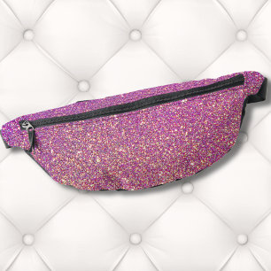 Trendy Girly Gradient Ombre Purple Pink Glitter Fanny Pack