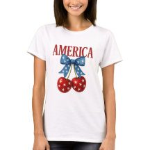 Trendy Girly Patriotic Cherries "AMERICA" T-Shirt