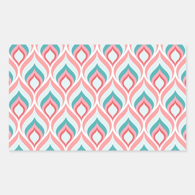 Trendy girly peacock feather shapes retro pattern sticker (Front)