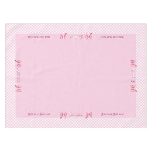 Trendy Girly Pink Plaid Chequerboard Pattern & Bow Tablecloth
