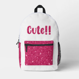Trendy Girly Pretty Pink Cute Glitter   Printed Backpack
