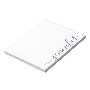 Trendy Girly Script Name, Personalized Purple Notepad